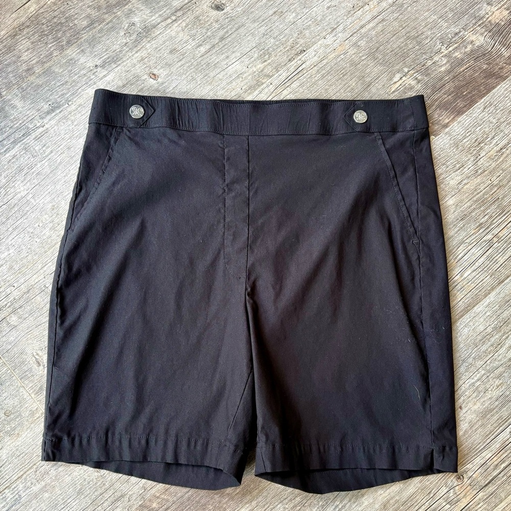 Rafaella Classic Black Bermuda Women's Shorts Pull On Elastic Waist Size 14